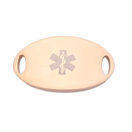 Rose Gold Stainless Medical Alert Oval ID Tag for Bracelet - NO BP/IV Needles Left ARM