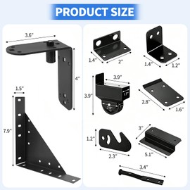 Sliding Gate Hardware Kit, Heavy Duty Fence Gate Kit with Roll Wheels, Universal Anti Sag Gate Corner Bracket for 1" to 2" Thick Wooden Fences, for Outdoor Fence, Garden, Deck, Driveway/Porch