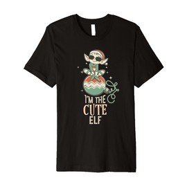 I'm the Cute Elf Retro Cool Matching Family Christmas Xmas Premium T-Shirt
