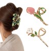 Yonchic 3-Piece Flower Metal Hair Accessories: Pink Tulip Floral Hair