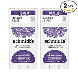 Schmidt's Desodorante sin aluminio vegano con lavanda y salvia con protección contra el olor de 24 horas, 2 unidades para mujeres y hombres, ingredien