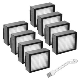 Filter Replacement for iRobot Roomba E, I and J Series i7 i7+/plus E5 E6 i1 i1+ i3 i3+ i4 i6 i6+ i8 i8+ Vacuum Cleaners parts, 8 Pack High Efficiency Filters + 1 Cleaning Brush