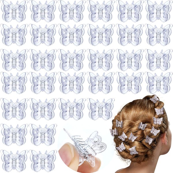 60 Pieces Mini Hair Claws Clip Butterfly Plastic Hair Claws Pins Clamps Hair Accessories for Girls and Women, Clear