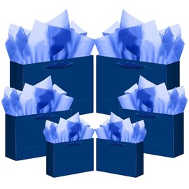 qiqee - 10 bolsas de regalo azul nórdico con asas de cinta, varios tamaños, bolsas anchas de regalo (2 unidades grandes de 13 pulgadas, 4 unidades medianas de 9.6 pulgadas, 4 piezas pequeñas de 6.3