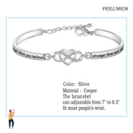 FEELMEM Daughter Gifts from Mom You are Braver Stronger Smarter Than You Think Infinity Love Heart Bracelet to My Daughter Gift (You're braver-silver)