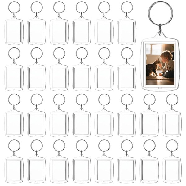 Aiqriwv 150-Pack Clear Acrylic Photo Keychains - Blank Insert Keychain