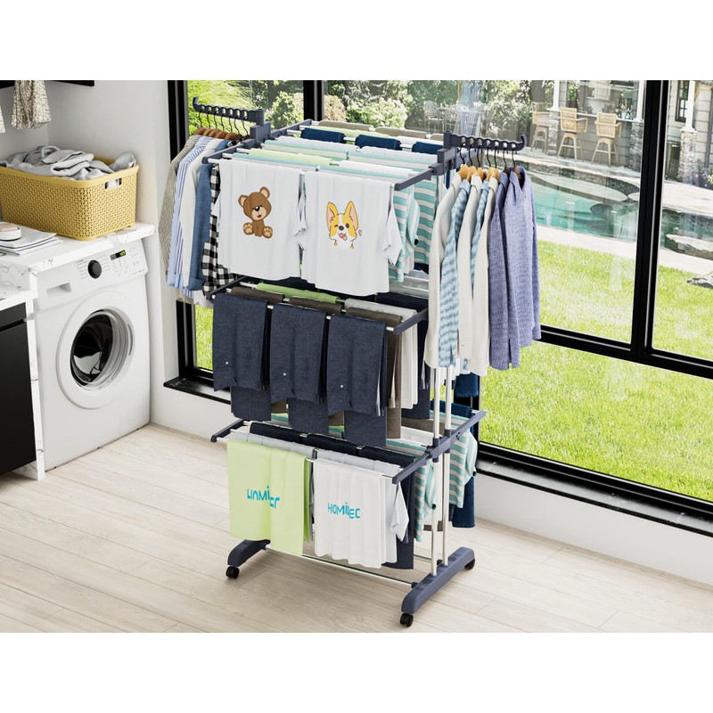 HOMIDEC Clothes Drying Rack, Oversized 4-Tier(67.7" High) Foldable Stainless Steel
