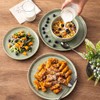 AmorArc Stoneware Dinnerware Sets,Round Reactive Glaze Ceramic Plates and Bowls
