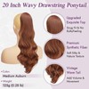 BARSDAR Medium Auburn Wavy Drawstring Ponytail Extensions, 20 Inch Drawstring