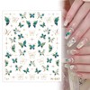 FNANJWQ 5D Embossed Butterfly Nail Stickers, 3Pcs Green Nail Stickers
