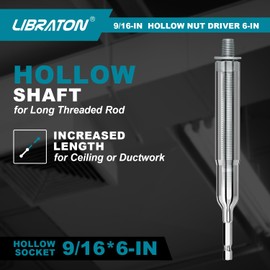Libraton Hollow Nut Driver, Power Nut Driver Set 9/16", 6 inch Long with 1/4" Hex Shank