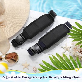 Sanwuta 2 Pcs Adjustable Beach Chair Carry Strap Camping Chair Straps for Shoulder Folding Beaches Backpacking Foldable Bikes(Black, Navy Blue)