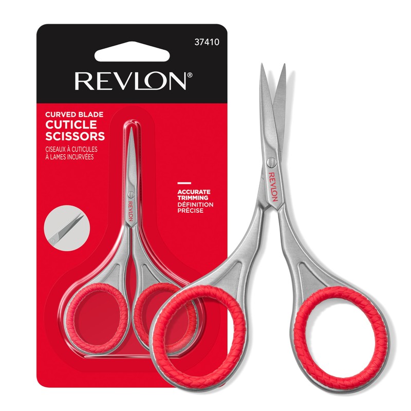 Revlon Cuticle Scissors, Ultra-Fine Stainless Steel Curved Blade for Neat