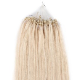 Beauty7 DIY Hair Extensions 50 Pieces Real Hair Extensions Micro Ring Hair Strands Remy Hair Thickening Hair Extensions 1g/Strands 22 Inches 55 cm #613 Light Blonde