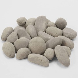 Bluegrass Living 24-Piece Mixed Grey Ceramic Fiber Rocks - High-Temperature Resistant Decorative Stones for Gas Fireplaces, Fire Pits, and Outdoor Fireplaces
