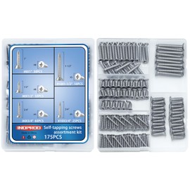 INDPRDO 175Pcs Stainless Steel Wood Screws Assortment Kit, 4#8#10 Phillips Flat Head Sheet Metal Screws Set, Self Tapping Screws for Metal, Small Screws,5 Sizes(3/4", 1/2", 1", 3/4", 1-1/2")