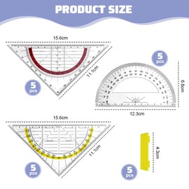 LPAMABA Set Square with Removable Handle Geometry Triangle for Circles Drawing Triangle Protractor 16 cm Triangle Ruler for School and Office Students Designer Pack of 15