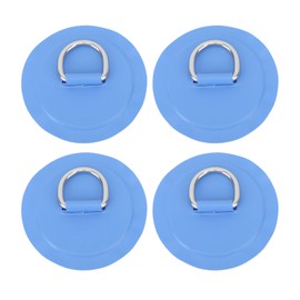 4PCS D Ring Patch PVC Round Shape Strong Stainless Steel D Ring Pad for Boat Raft Paddle Board Blue