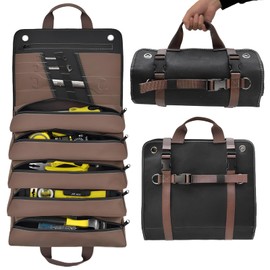 FONIQU Tool Roll Bag, 15L Capacity Heavy-Duty Portable Tool Organizers for Mechanic, Electricians, Carpenters