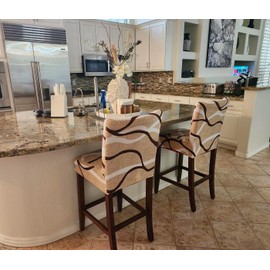 SearchI Bar Stool Covers Set of 4, Stretch Washable Barstool Seat Covers, Counter Height Chair Covers for Kitchen Dining Room Cafe (Beige)