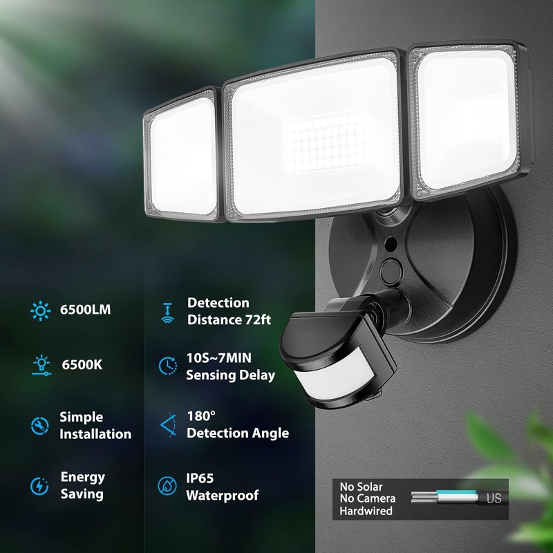 Onforu 2 Pack 65W LED Motion Sensor Outdoor Lights, 6500LM