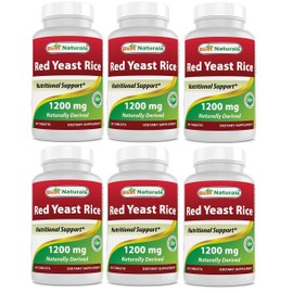 Best Naturals Red Yeast Rice 1200 Mg Tablet for Healthy Cholesterol Level, 60 Count (Pack of 6)
