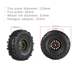 Goolsky 4pcs AUSTAR 110mm 1.9" Rim Rubber Tire Wheel for 1/10 RC Car Traxxas HSP Redcat RC4WD Tamiya Axial SCX10 D90 HPI RC Rock Crawler