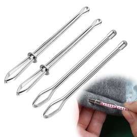 String Threader, Cord Loop, Scissor Type Cord & Ball Threader, Rubber Threader, Stainless Steel, Handicraft, Handmade Sewing Tool, DIY Handmade Cord/Elastic Tightly and Smoothly Threaded (Set of 4)