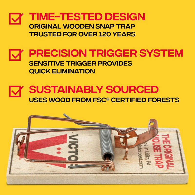 Victor Metal Pedal Sustainably Sourced FSC Wood Snap Mouse Trap