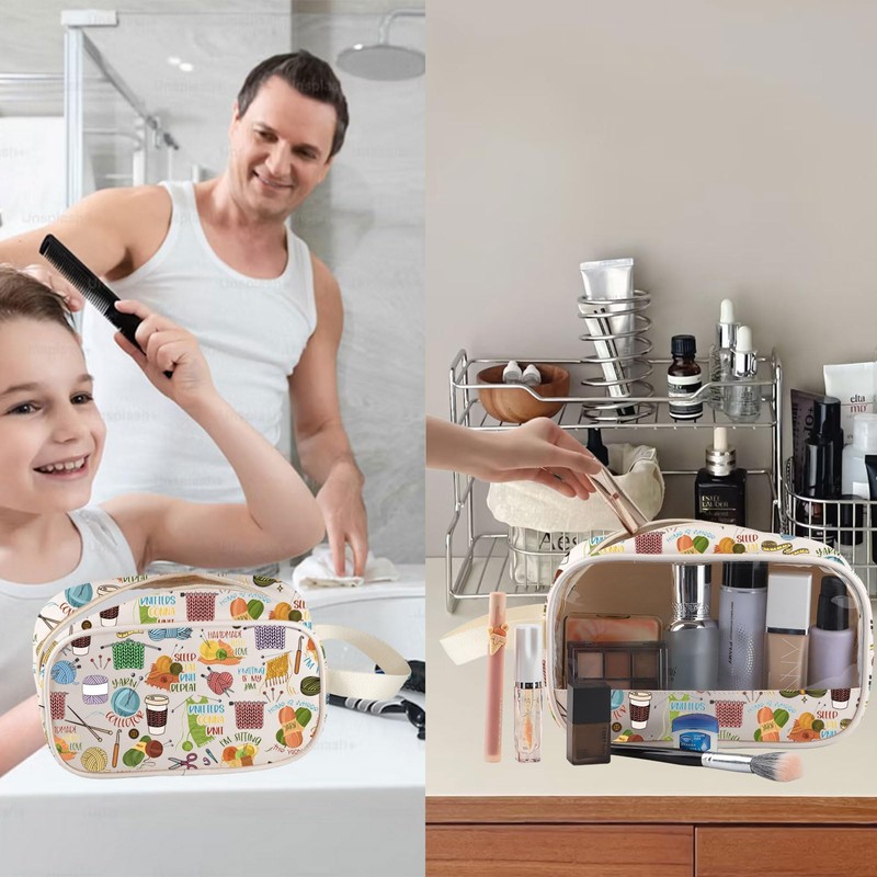 MBMSO Knitting Clear Makeup Bag Funny Crochet Gifts Crafting Gifts