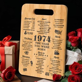 Iemctsy 50th Birthday Gifts for Her Him - 50th Birthday Gifts for Women Men - 50th Anniversary Decorations, Cool Gifts for 50 Year Old Woman Men Best Christmas Gifts Back In 1974 Cutting Board