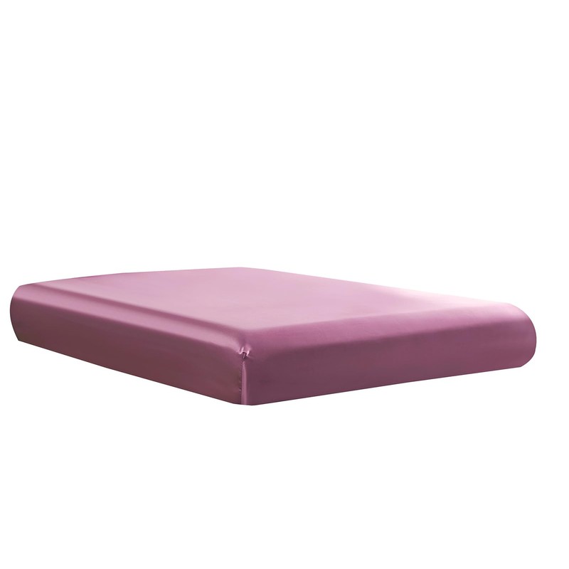 DuShow Satin Fitted Sheet King,Pink Silky Deep Pocket Fitted Sheet,Soft