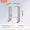 Vevor Stainless Steel Work Table with Wheels 24 x 12
