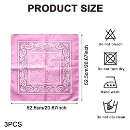 FUIPVGI 3 Stück Rosa Bandana Damen Herren, Halstücher für Herren, Halstuch Kopftuch Paisley Muster Headwear Haar Schal Ansatz Handgelenk Kopf Band Kopf Bindung Mode Accessoires (Rosa)