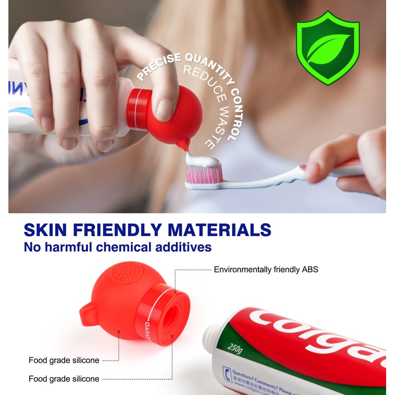 Toothpaste Dispenser with Self-Closing Cap No Mess No Waste, Fits