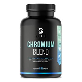 Picolinato de Cromo de 240 Cápsulas Con Canela y Niacina. Ingredientes naturales. Chromium Blend B Life.