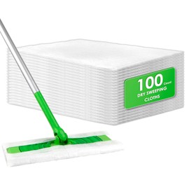 (100 Count) Disposable Dry Sweeping Cloths Pads Compatible with Swiffer Sweeper, Sweeper Dry Mop Refills, Dry Mop Pads for Floor Mopping and Cleaning, Electrostatic Cloths, 12.2 x 8.66 inch