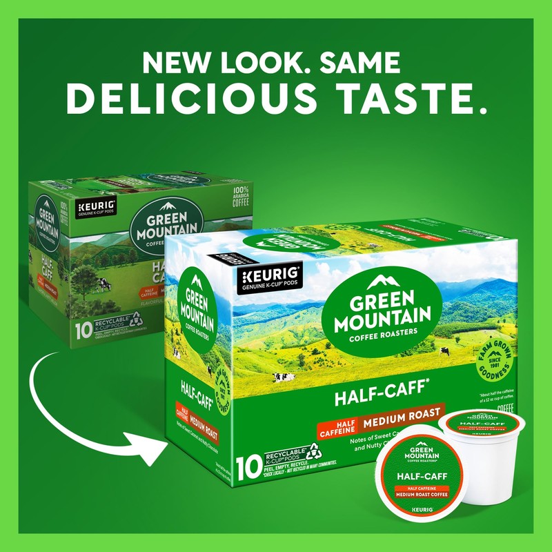 Green Mountain Coffee Roasters Half Caff, Keurig Single Serve K-Cup