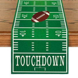 Artoid Mode Touch Down American Football Court Table Runner, Rugby Boy Fall Birthday Party Kitchen Dining Table Decoration for Home Decor 13x120 Inch
