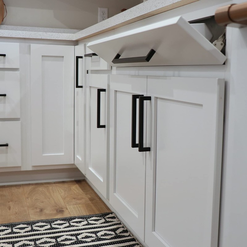 LONTAN 10 Pack Kitchen Cupboard Handles - 96mm Black Cabinet