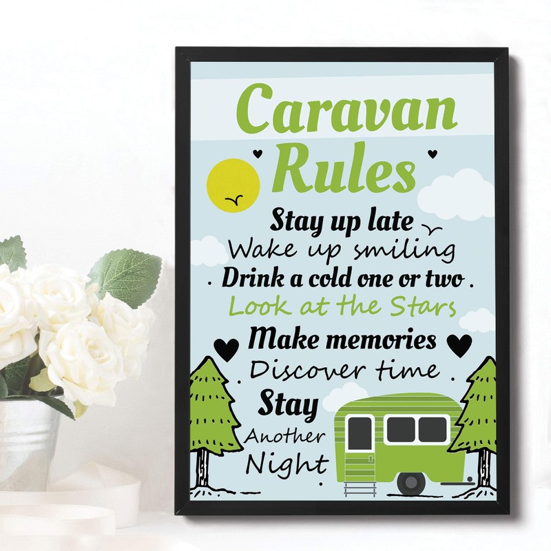 RED OCEAN FRAMED Caravan Rules Print Caravan Accessories Caravan Gift