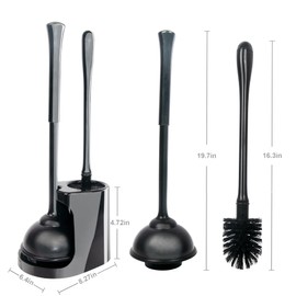 CELOX 2 Sets Black Toilet Brush and Plunger Set for Bathroom Heavy Duty