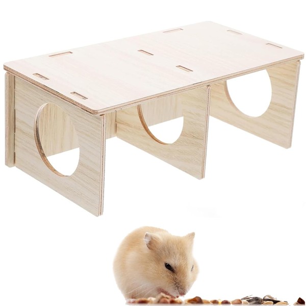Hamster Platform, Wooden Hamster Accessories Hide Tunnel Peep Shed, Funny