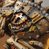 GENUINQ Steampunk Lizard Chameleon Statue Hand Painted Sculpture Resin Cyborg