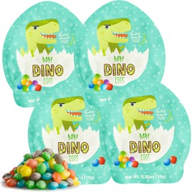 24 Pack of Dinosaur Candy - Baby Dinosaur Eggs Mini Fruit Chews for Dinosaur Party, Dino Party Favors, Candy for Party Bags [Pack Of 24 X0.35oz/10g Bags] by 4YoreElves