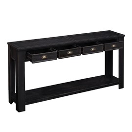 kinbor Sofa Console Table Long, Wood Sofa Table, Entrance Tables with 4 Drawers and Storage Shelf for Entryway Hallway Living Room