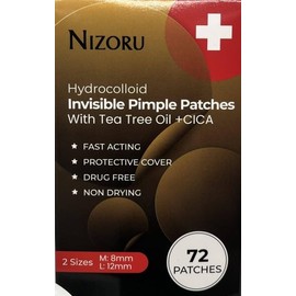 NIZORU Hydrocolloid Acne Patches (72 Pack), Salicylic Acid Acne Patches with Tea Tree Oil - Zit Patch and Pimple Stickers for Face - Acne Treatment Stickers and Blemish Acne Dots for all Skin Type