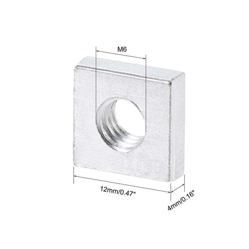 sourcing map Square Nuts, M6x12mmx4mm Zinc-Plated Metric Coarse Thread Assortment