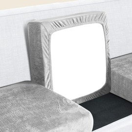 Yeahmart Sofa Seat Cushion Cover, Sofa Cushion Slipcovers Stretch Velvet, Couch Cushion Covers Replacement for Individual Cushion with Elastic Bottom (Light Grey, 1 Seater)
