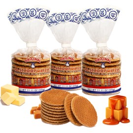 Le Chic Patissier 30 Caramel & Vanilla Stroopwafels Soft Toasted Pack of 3 (11.11oz each) Original Dutch Caramel Waffle Recipe non-GMO perfect snack biscuit caramel